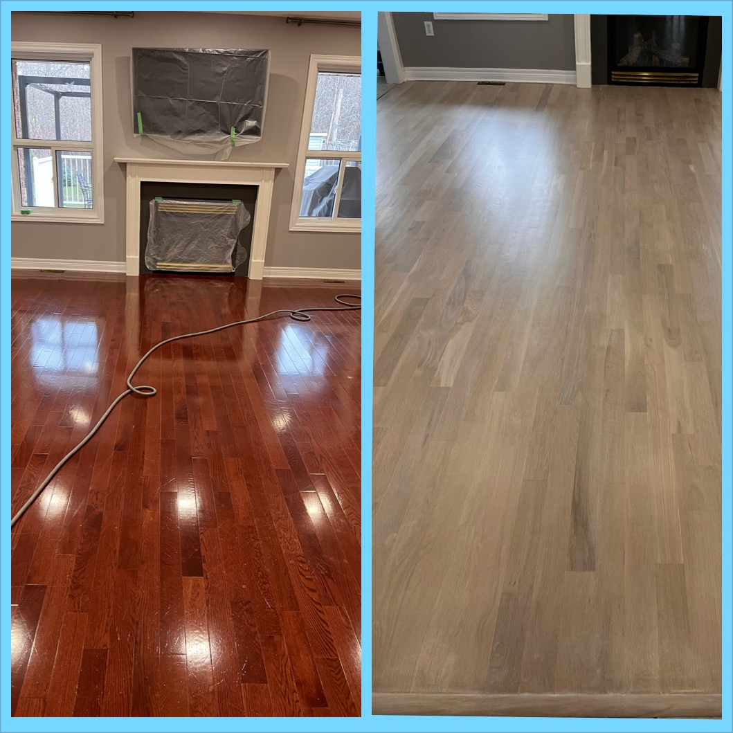 Hardwood floor refinishing project photo